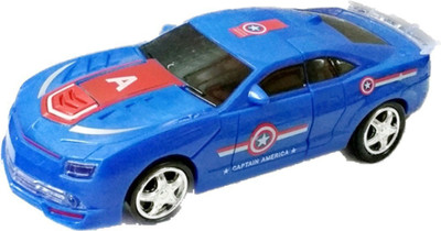 

ClueSteps Civil War Avengers Super Hero Captain America Transform Car Use 3 'AA Batteries Car Automatically Run (Batteries Not Included)(Blue)