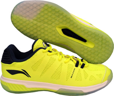 

Li-Ning Cloud Non-Marking Professional Badminton Shoes Badminton Shoes For Men(Yellow, Flashing light green/navy green blue