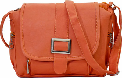 

RIDGEWOOD Girls Casual Orange PU Sling Bag