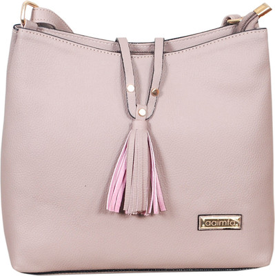 

aaimfa Women Casual Beige PU Sling Bag