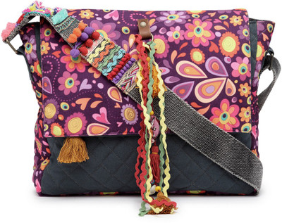 

The House of Tara Women Casual Blue, Multicolor Canvas Sling Bag