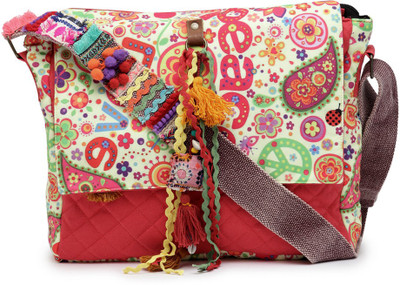 

The House of Tara Women Casual Pink, Multicolor Canvas Sling Bag, Multicolor;pink