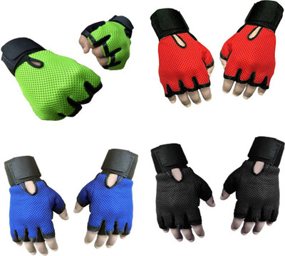 

Snipper Combo of Heavy Leather Netted Gloves With Wrist Support(Pack of 3 Pair Gloves) Gym & Fitness Gloves (Free Size, Green, Red, Blue, Black)