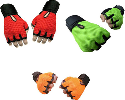 

Snipper Combo of Heavy Leather Netted Gloves With Wrist Support(Pack of 3 Pair Gloves) Gym & Fitness Gloves (Free Size, Red, Green, Orange)