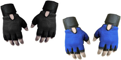 

Snipper Combo of Heavy Leather Netted Gloves With Wrist Support(Pack of 3 Pair Gloves) Gym & Fitness Gloves (Free Size, Black, Blue)
