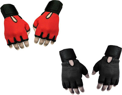 

Snipper Combo of Heavy Leather Netted Gloves With Wrist Support(Pack of 3 Pair Gloves) Gym & Fitness Gloves (Free Size, Red, Black)