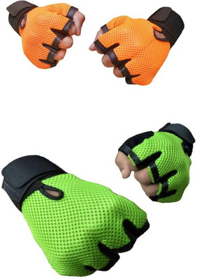 

Snipper Combo of Heavy Leather Netted Gloves With Wrist Support(Pack of 3 Pair Gloves) Gym & Fitness Gloves (Free Size, Orange, Green)