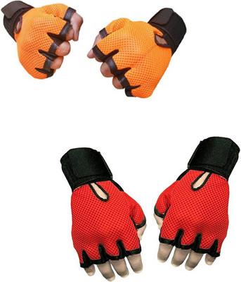 

Snipper Combo of Heavy Leather Netted Gloves With Wrist Support(Pack of 3 Pair Gloves) Gym & Fitness Gloves (Free Size, Orange, Red)