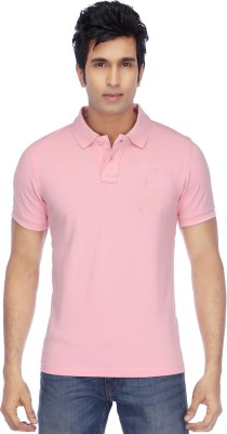 FUNKY GUYS Solid Men Polo Neck Pink T-Shirt