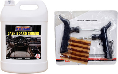 INDOPOWER DASHBOARD SHINER 5ltr+ 1 set Tubeless Tyre Puncture kit. Combo