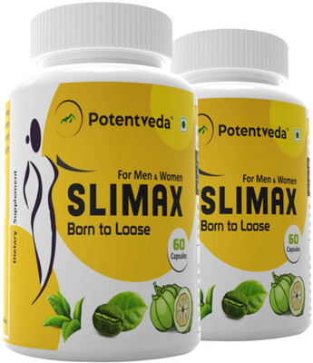 

Potentveda Slimax Garcinia cambogia Green Coffee Beans & Green Tea Extracts combo for weight loss Men & Women 60 capsules(120 No)