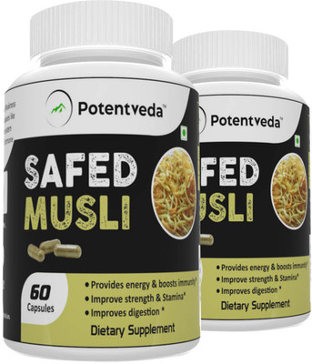 Potentveda Safed Musli Extract 60 capsules(2 x 60 No)