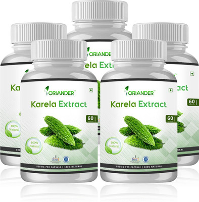 

Oriander oriander 100% natural, pure & organic karela extract 800 Mg 60 capsules (pack of 5)(5 No)
