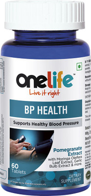 

OneLife BP Health : Blood Pressure (Pomegranate Extract, Grape Seed Extract ,Green Tea Extract, Moringa oleifera Leaf Extract)(60 No)