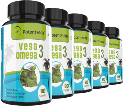 

Potentveda Omega 3 algae extract EPA DHA rich supplement 90 capsules(450 No)