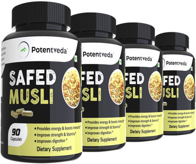 Potentveda Safed Musli extract 90 Capsules(360 No)