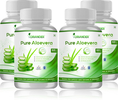 

Oriander oriander 100% natural, pure & organic aloe vera extract 800 Mg 60 capsules (pack of 4)(360 g)