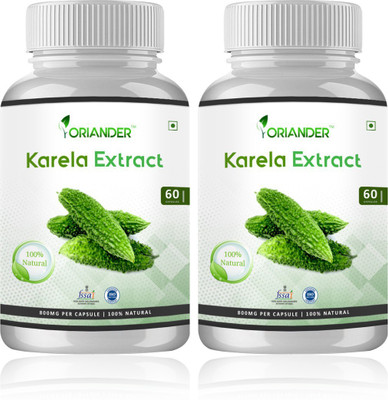 

Oriander 100% Natural & Organic Karela Extract 800 Mg 60 Capsules(2 No)