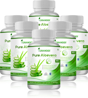 

Oriander oriander 100% natural, pure & organic aloe vera extract 800 Mg 60 capsules (pack of 6)(540 g)