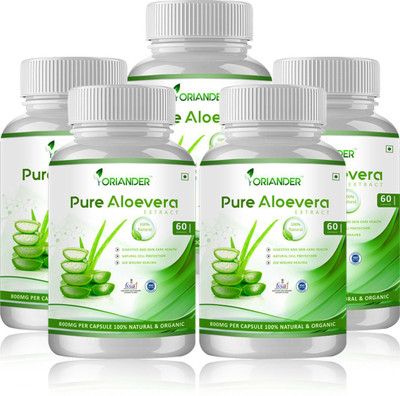 

Oriander oriander 100% natural, pure & organic aloe vera extract 800 Mg 60 capsules (pack of 5)(450 g)