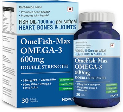 

Carbamide Forte Omega 3 Fish Oil 1000 mg : Double Strength EPA 330mg + DHA 220mg for Heart, Bones & Joint Health - 30 Softgel Capsules(30 No)