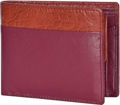 

Adam Zac Men Maroon Genuine Leather Wallet(3 Card Slots), Maroon-tan