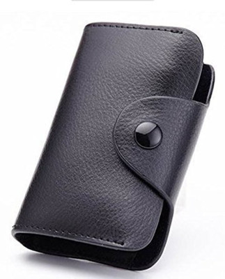 secro Men Black Genuine Leather Card Holder(13 Card Slots)