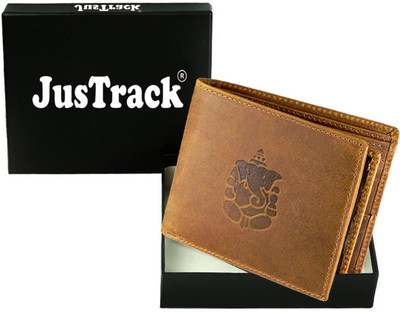 

JusTrack Men Casual Tan Genuine Leather Wallet(8 Card Slots)
