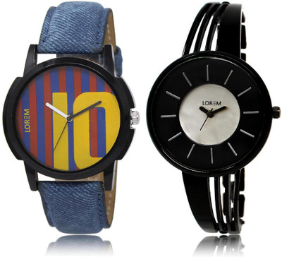 

LOREM MF-10-212 Designer Stylish Multicolor Round Boy's & Girl's Metal Bracelet & Leather Watch - For Men & Women