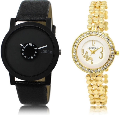 

LOREM MF-25-203 Designer Stylish Multicolor Round Boy's & Girl's Metal Bracelet & Leather Watch - For Men & Women