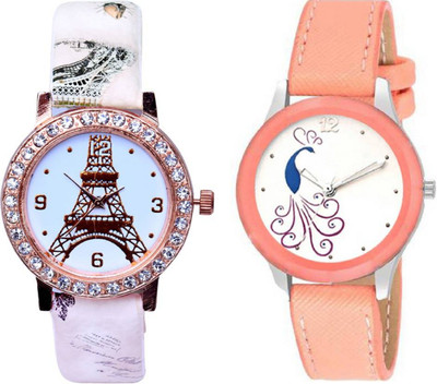 TRUE KART ALK_103226 New Stylish Peacock Diamond Studded Leather Belt Watch - For Women
