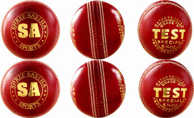 

SA Sports TEST Cricket Leather Ball(Pack of 6, Red)