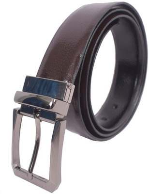

love u buddy Men Formal Brown Genuine Leather Reversible Belt, Black;brown