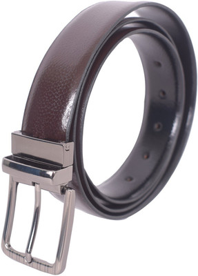 

love u buddy Men Casual Brown Genuine Leather Reversible Belt, Black;brown