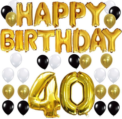 

Theme My Party Happy Birthday Letter Foil 50 Black White Gold Balloons Number Balloon