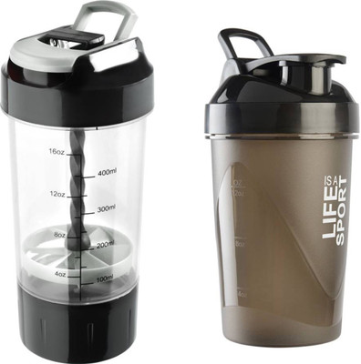 

HAANS Cyclone Grey With Fuel Black Gym Shaker Combo ( Pack Of 2 ) 500 ml Shaker(Pack of 2, Grey), Grey & black
