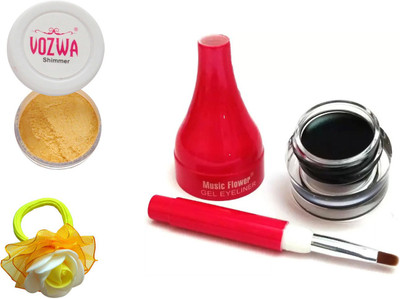 

Vozwa Golden Eyeshadow Shimmer Powder, Waterproof Long Wear Gel Eyeliner and Band(Set of 3)
