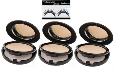 

Pro longwear combo Eyelashes, Mac. Fix Powder Plus Compact Pack Of 3 (Set of 4)(Set of 4)