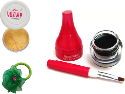 

Vozwa Golden Eyeshadow Shimmer Powder, Waterproof Long Wear Gel Eyeliner and Band(Set of 3)
