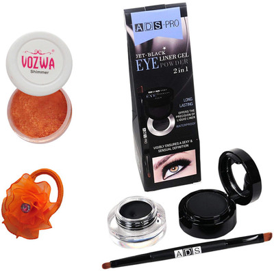 

Vozwa Copper Eyeshadow Shimmer Powder, Waterproof Long Wear Gel Eyeliner Smudge Proof and Band(Set of 3)