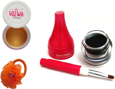 

Vozwa Gold Gradient Eyeshadow Shimmer Powder, Waterproof Long Wear Gel Eyeliner and Band(Set of 3)