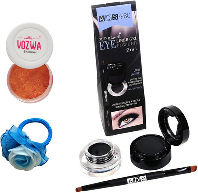 

Vozwa Copper Eyeshadow Shimmer Powder, Waterproof Long Wear Gel Eyeliner Smudge Proof and Band(Set of 3)