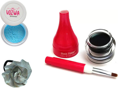 

Vozwa Blue Gradient Eyeshadow Shimmer Powder, Waterproof Long Wear Gel Eyeliner and Band(Set of 3)