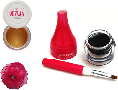

Vozwa Gold Gradient Eyeshadow Shimmer Powder, Waterproof Long Wear Gel Eyeliner and Band(Set of 3)