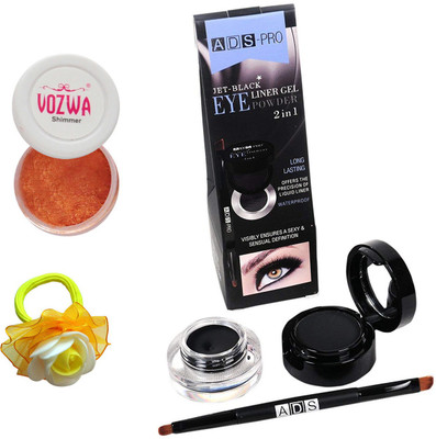 Vozwa Copper Eyeshadow Shimmer Powder, Waterproof Long Wear Gel Eyeliner Smudge Proof and Band(Set of 3)