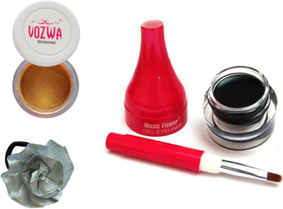 

Vozwa Gold Gradient Eyeshadow Shimmer Powder, Waterproof Long Wear Gel Eyeliner and Band(Set of 3)