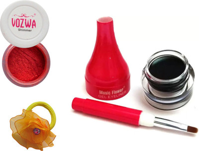

Vozwa Red Eyeshadow Shimmer Powder, Waterproof Long Wear Gel Eyeliner and Band(Set of 3)