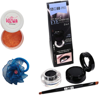 

Vozwa Copper Eyeshadow Shimmer Powder, Waterproof Long Wear Gel Eyeliner Smudge Proof and Band(Set of 3)