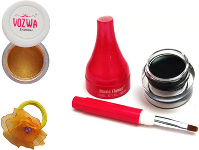 

Vozwa Gold Gradient Eyeshadow Shimmer Powder, Waterproof Long Wear Gel Eyeliner and Band(Set of 3)