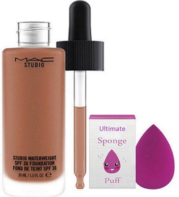 

Ultimate sponge puff & mac Studio Waterwight Liquid Foundation(Set of 2)